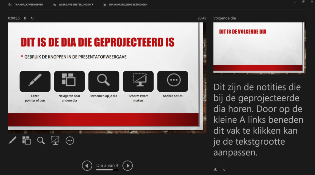 presentator weergave